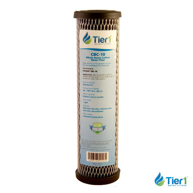 10 X 2.5 Carbon Block Replacement Filter by Tier1 (5 micron) FRONT VIEW WITH LABEL