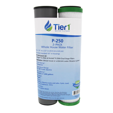 10 X 2.5 Carbon Block and Sediment Replacement Filter Set by Tier1 (0.5 micron) WITH LABEL