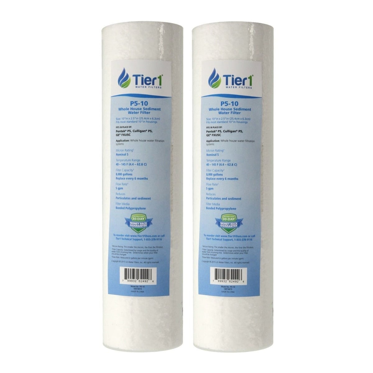 10 X 2.5 Inch 5 micron Polypropylene Replacement Filter by Tier1 2 PACKS