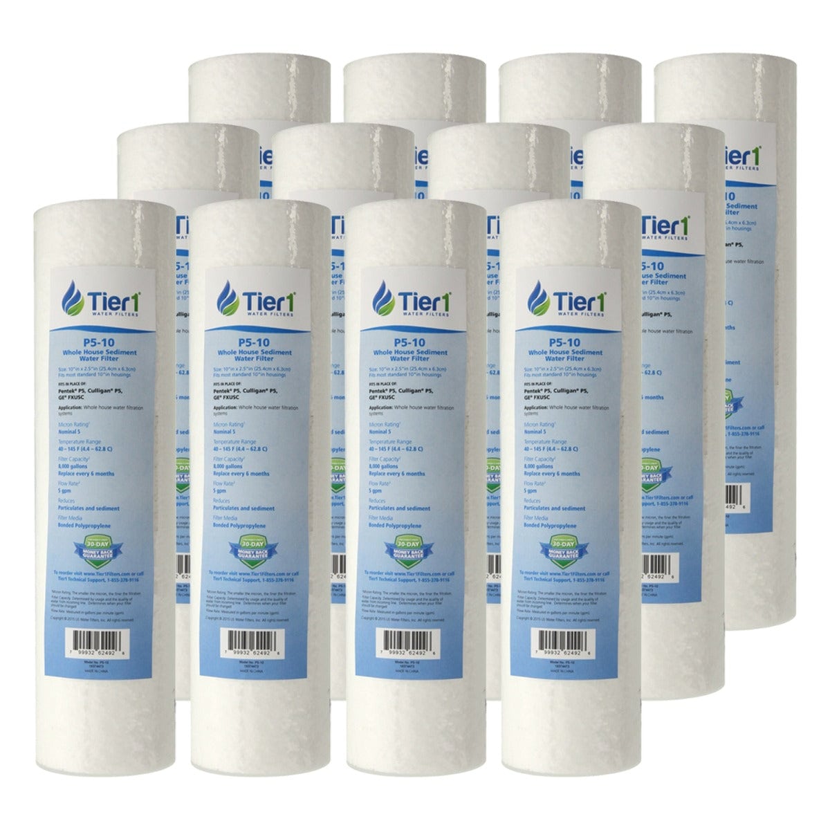 10 X 2.5 Inch 5 micron Polypropylene Replacement Filter by Tier1 12 PACKS
