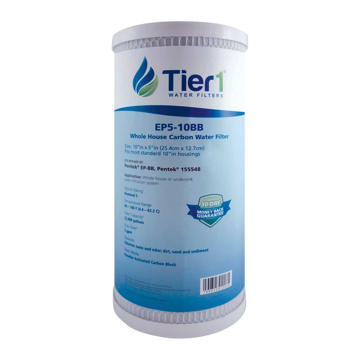 10 X 4.5 Carbon Block Replacement Filter by Tier1 (5 micron) WITH LABEL
