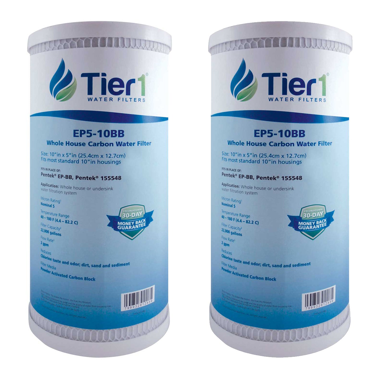10 X 4.5 Carbon Block Replacement Filter by Tier1 (5 micron) 2 PACKS