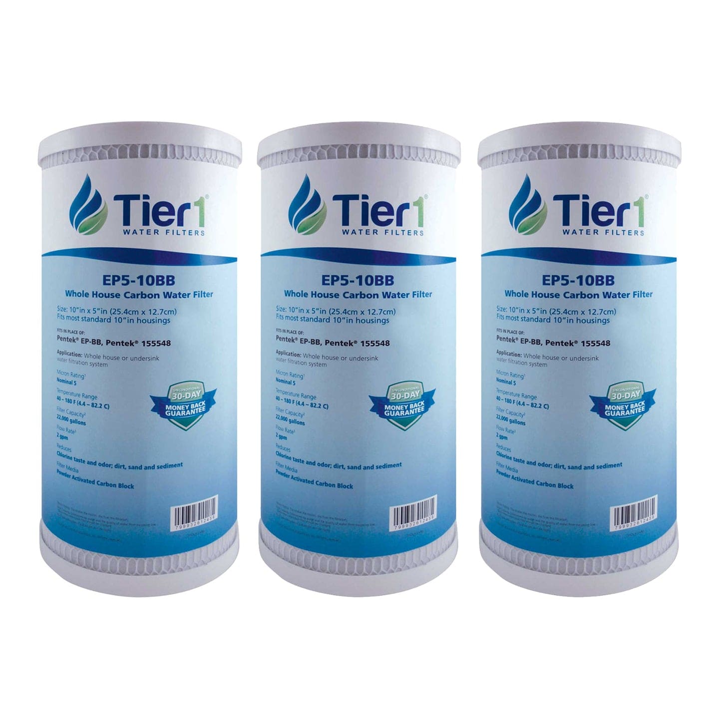 10 X 4.5 Carbon Block Replacement Filter by Tier1 (5 micron) 3 PACKS