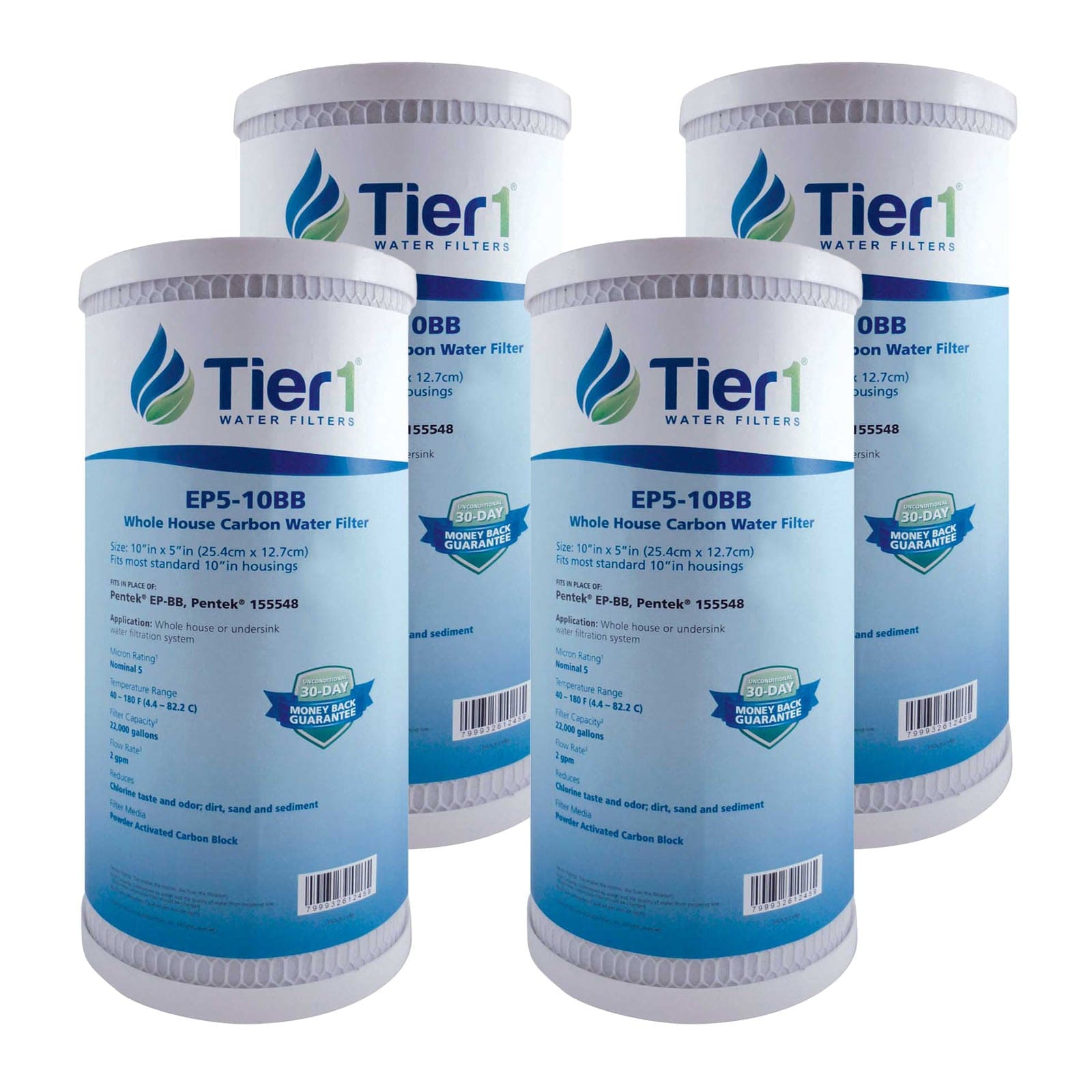 10 X 4.5 Carbon Block Replacement Filter by Tier1 (5 micron) 4 PACKS