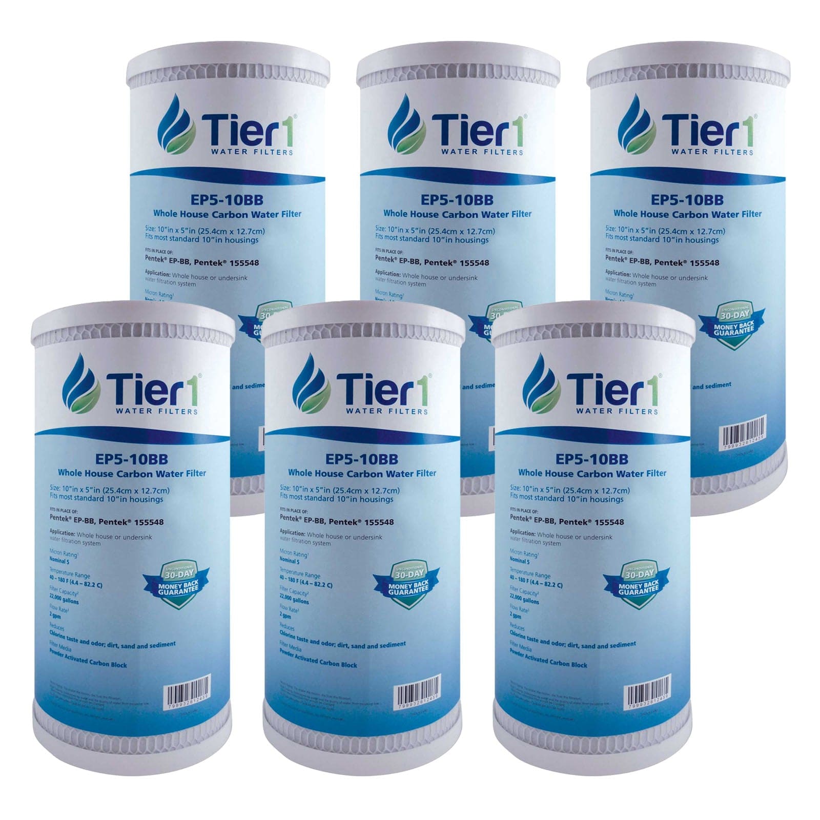 10 X 4.5 Carbon Block Replacement Filter by Tier1 (5 micron) 6 PACKS