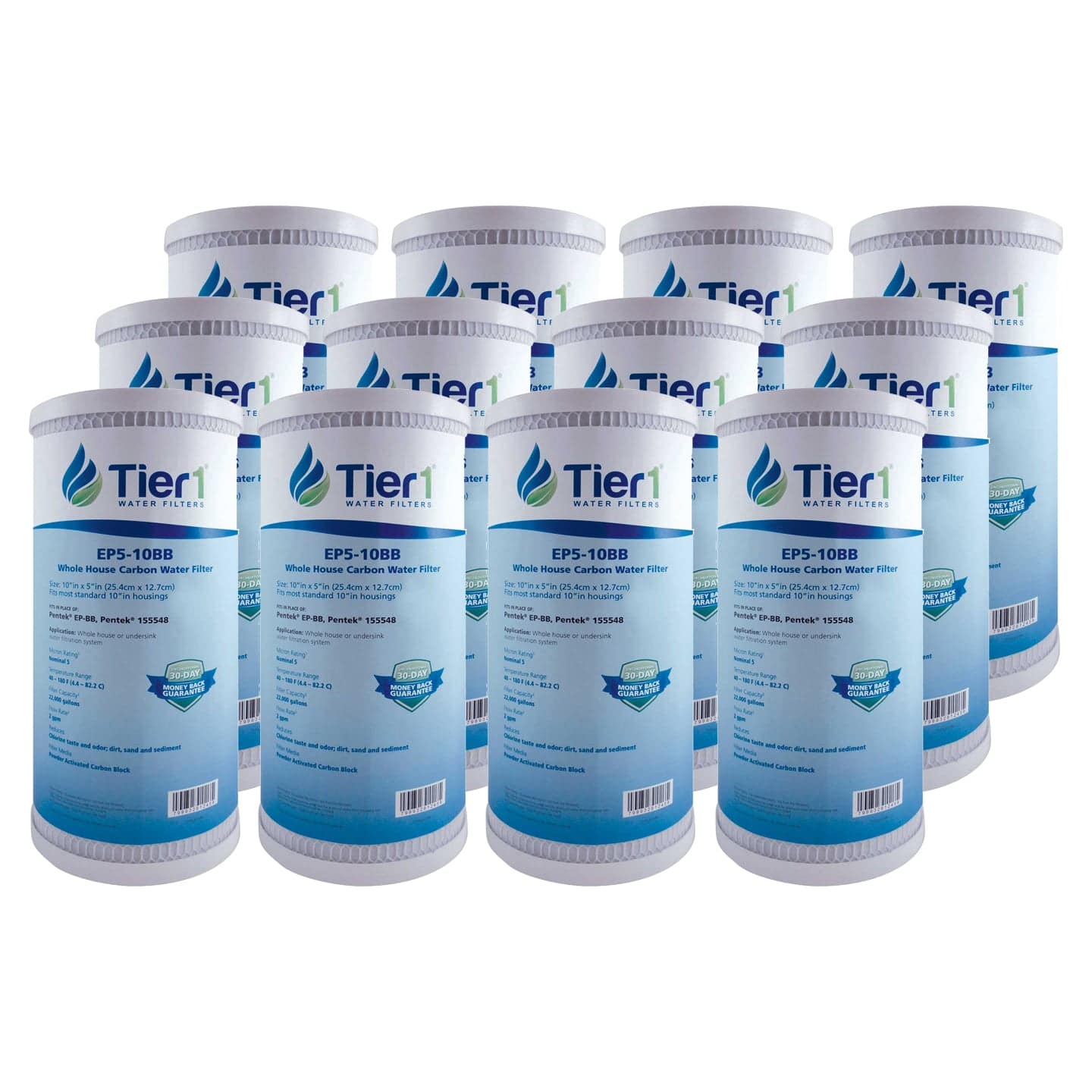 10 X 4.5 Carbon Block Replacement Filter by Tier1 (5 micron) 12 PACKS