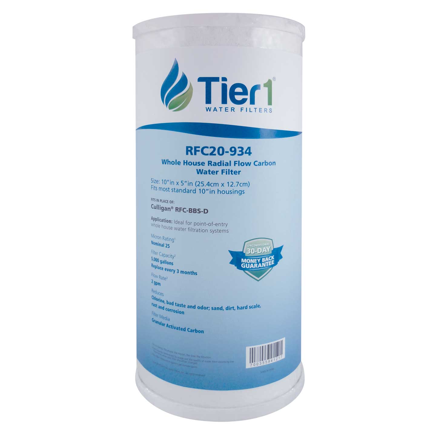 10 X 4.5 Granular Activated Carbon Replacement Filter by Tier1 (25 micron) WITH LABEL