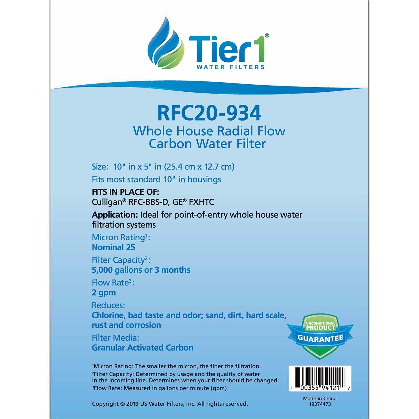 10 X 4.5 Granular Activated Carbon Replacement Filter by Tier1 (25 micron)