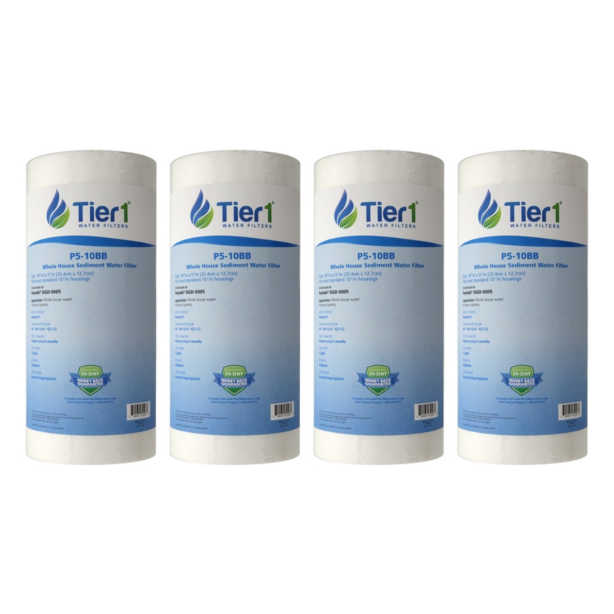 10 X 4.5 Spun Wound Polypropylene Replacement Filter by Tier1 (5 micron) 4 PACKS