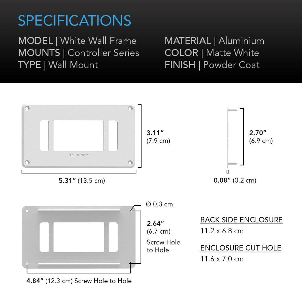 AC Infinity White Controller Frame