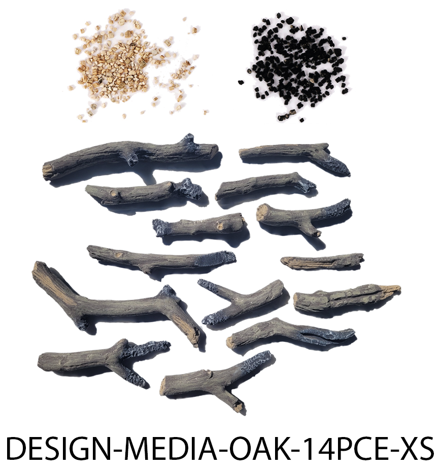 Remii OAK – 14 Piece Media Kit Includes: 14 small Oak logs, 2 colors of vermiculite