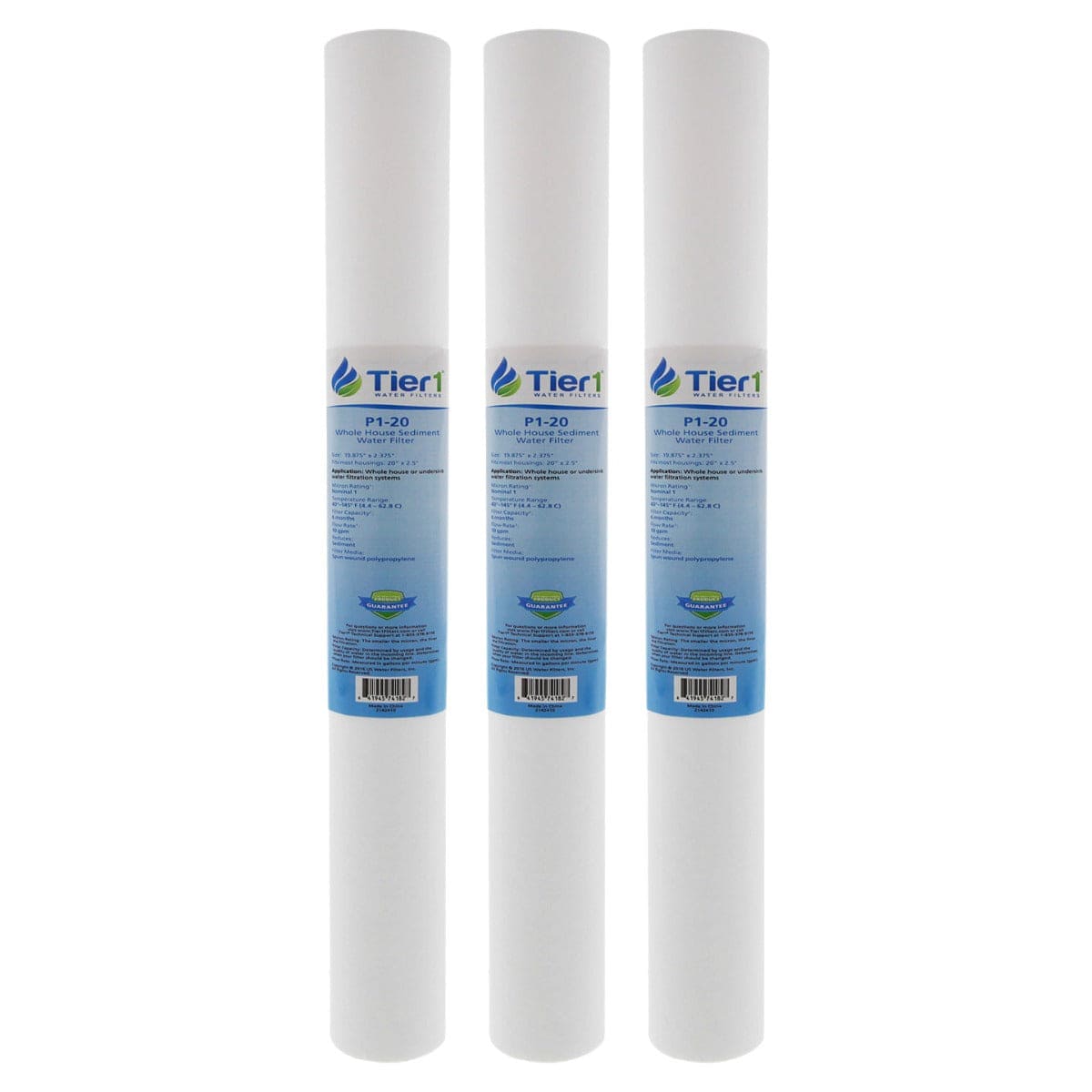 20 X 2.5 Spun Wound Polypropylene Replacement Filter by Tier1 (1 micron) 3 PACKS