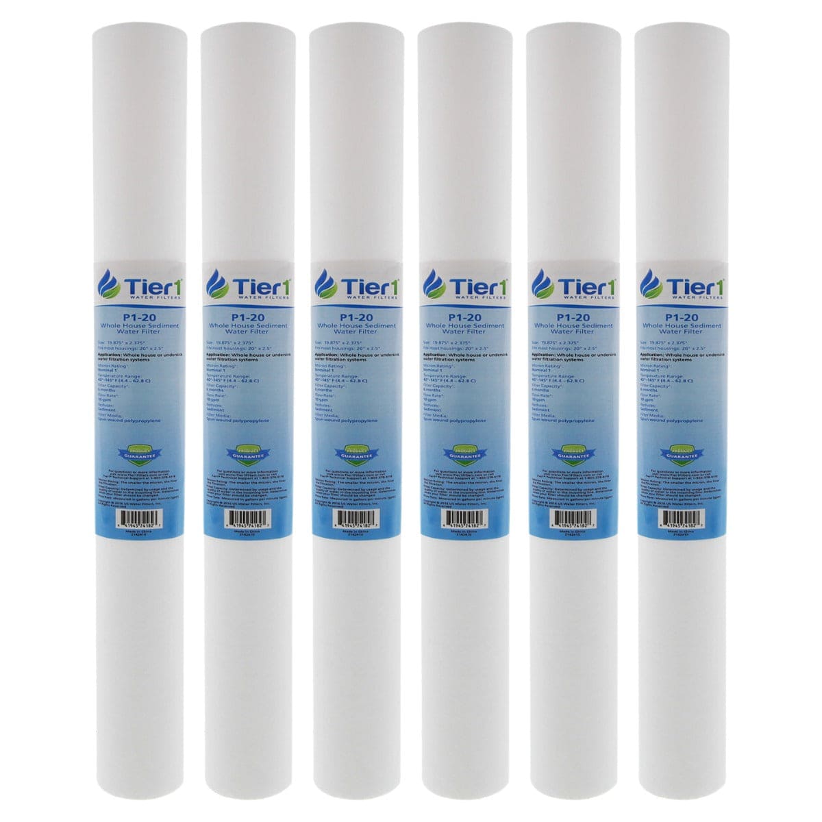 20 X 2.5 Spun Wound Polypropylene Replacement Filter by Tier1 (1 micron) 6 PACKS