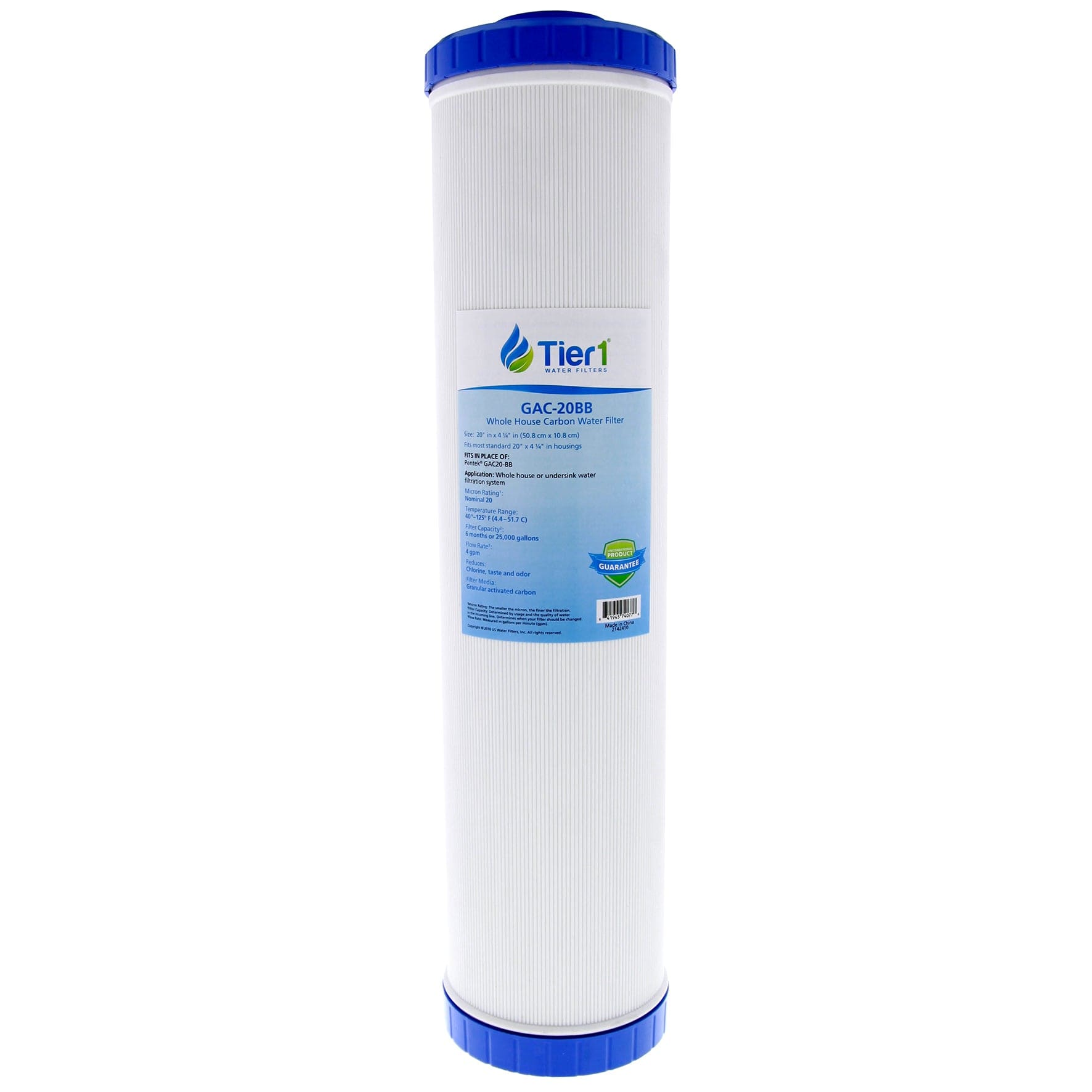 20 X 4.5 Granular Activated Carbon Replacement Filter by Tier1 (20 micron) WITH LABEL