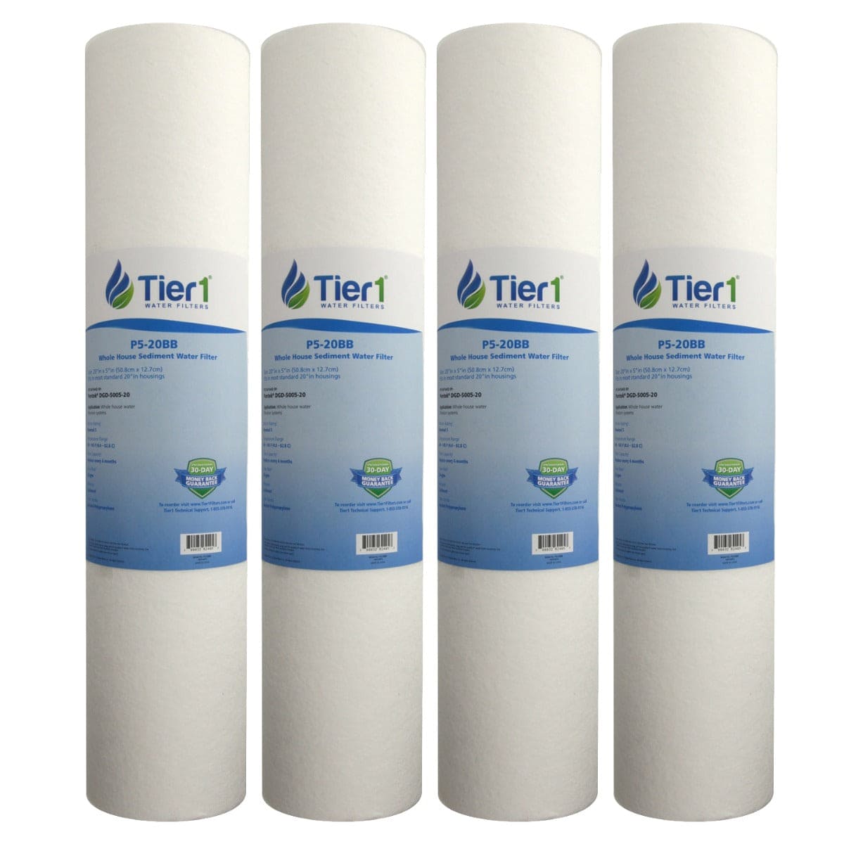 20 X 4.5 Spun Wound Polypropylene Replacement Filter by Tier1 (5 micron) 4 PACKS