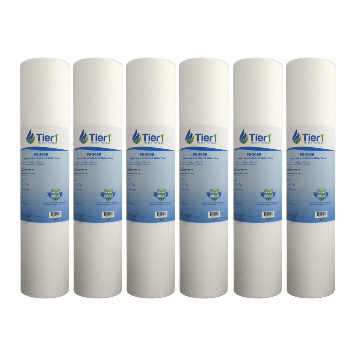 20 X 4.5 Spun Wound Polypropylene Replacement Filter by Tier1 (5 micron) 6 PACKS