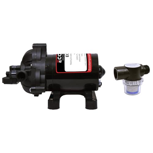 Eccotemp EccoFlo Diaphragm 12V Water Pump and Strainer Black