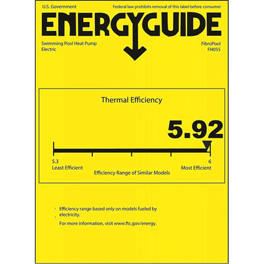 Fibro Pool FH255 55,000 BTU 240 Volt Swimming Pool Heat Pump ENERGY GUIDE