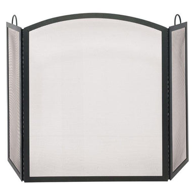 3 Fold Black Wrought Iron Arch Screen - Large FRONT VIEW
