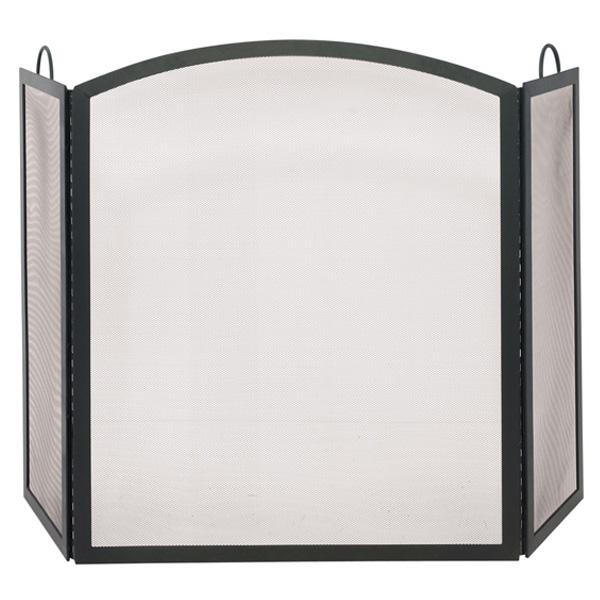 3 Fold Black Wrought Iron Arch Screen - Large FRONT VIEW