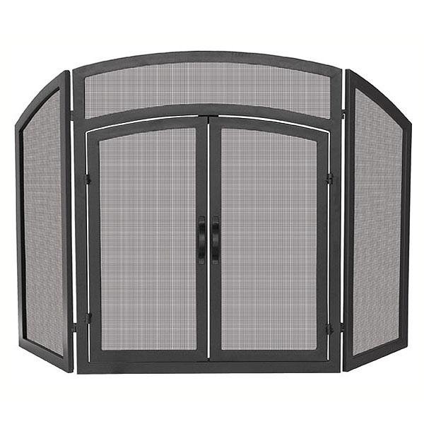 3 Fold Black Wrought Iron Arch Top with Doors FRONT VIEW