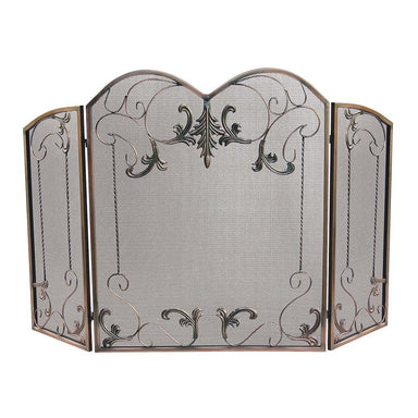 3 Fold Venetian Bronze Leaf Screen Finish with Leaf Scrolls FRONT VIEW
