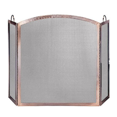 3 Panel Antique Copper Finish Screen with Arched Center Panel FRONT  VIEW