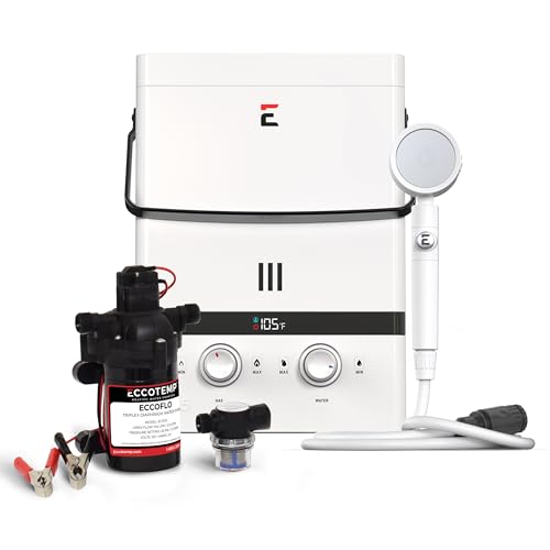 Eccotemp Luxé 1.5 GPM Portable Outdoor Tankless Water Heater w/EccoFlo Diaphragm 12V Pump and Strainer