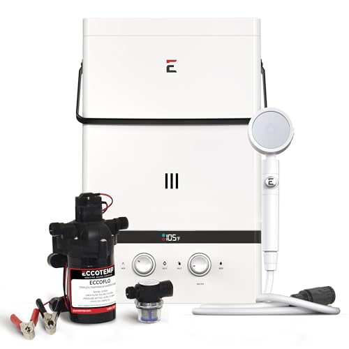 Eccotemp Luxé 1.5 GPM Portable Outdoor Tankless Water Heater w/EccoFlo Diaphragm 12V Pump and Strainer