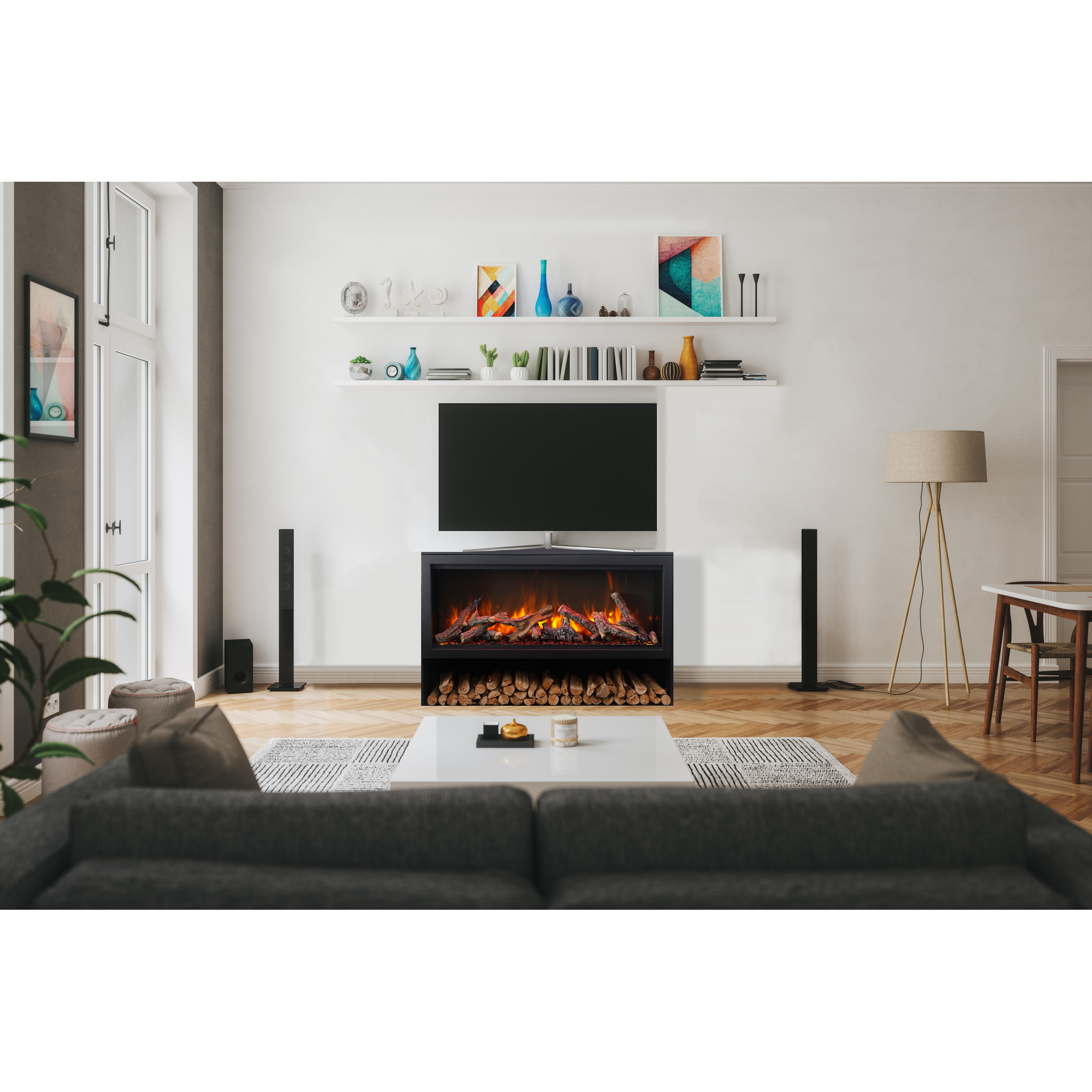 Remii Contemporary Pedestal Display for Classic Traditional Electric Fireplace