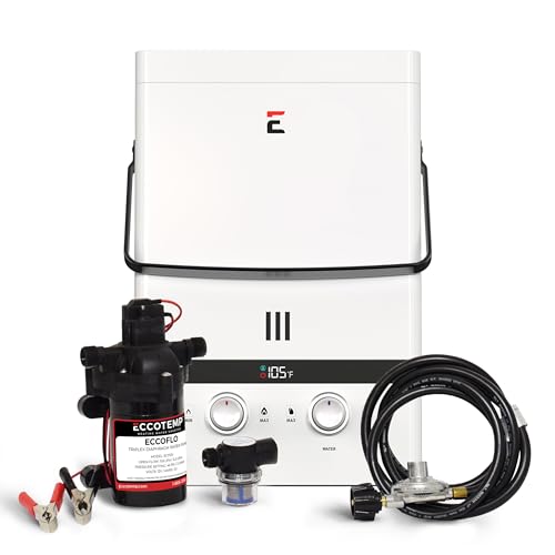 Eccotemp Luxé 1.5 GPM Portable Outdoor Tankless Water Heater w/EccoFlo Diaphragm 12V Pump and Strainer