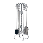 5 Pc Pewter Wrought Iron Fireset with Heart Handles