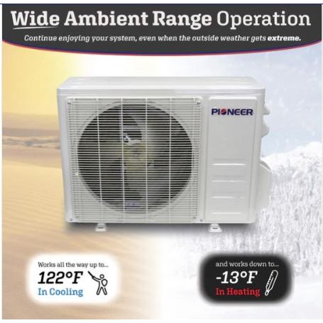 Pioneer® Diamante Pro Series 12,000 BTU 19 SEER2 Ductless Mini-Split Air Conditioner Inverter+ Heat Pump Full Set 230V with 16 Ft. Kit