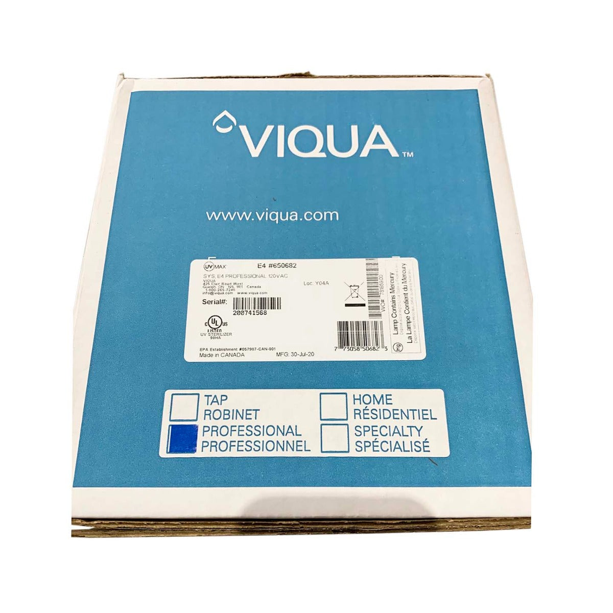 650695-R D4+ Home Plus UltraViolet Water Disinfection System by Viqua BOX WITH LABEL