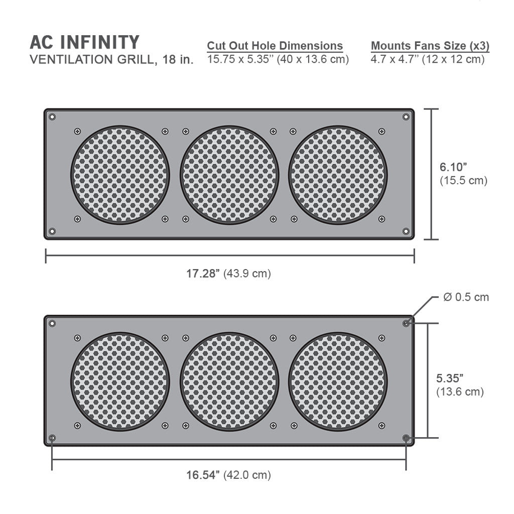 AC Infinity Cabinet Ventilation Grille White, 18 Inch