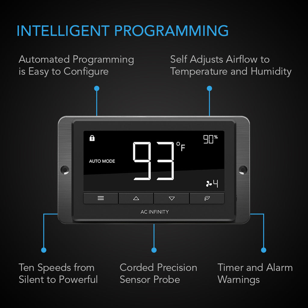 AC Infinity AIRBLAZE T10, Fireplace Blower Fan 10 with Temperature and Humidity Controller DETAILS