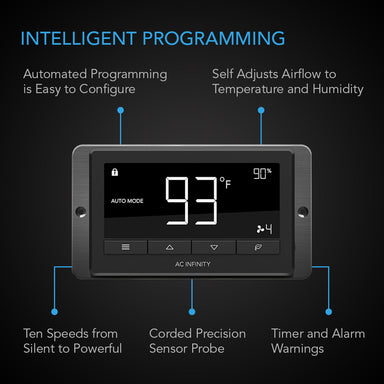 AC Infinity AIRBLAZE T12, Fireplace Blower Fan 12 with Temperature and Humidity Controller DETAILS