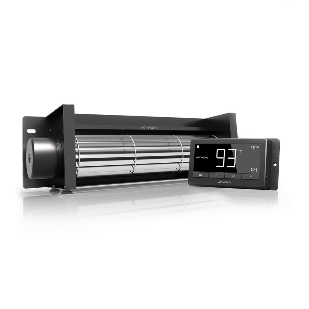 AC Infinity AIRBLAZE T12, Fireplace Blower Fan 12 with Temperature and Humidity Controller SIDE VIEW