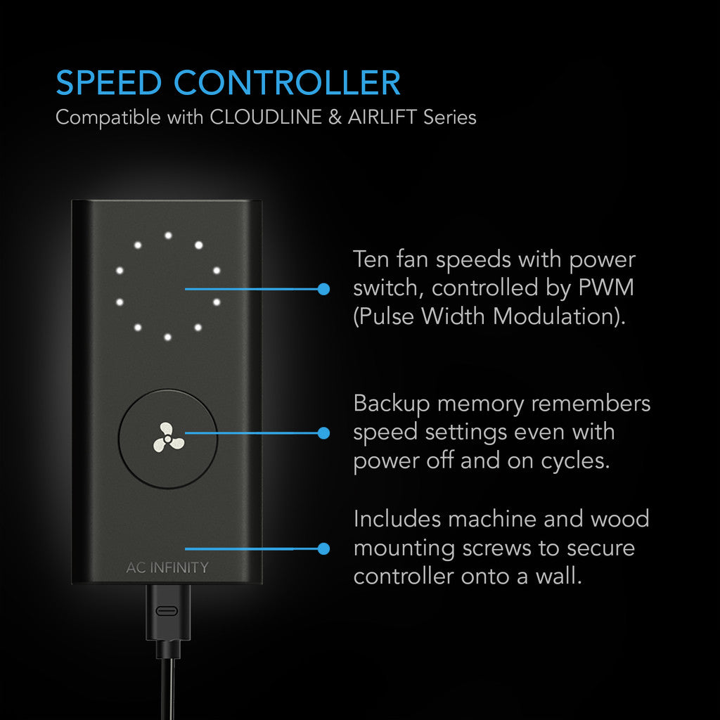 AC Infinity AIRLIFT S10, Shutter Exhaust Ventilation Fan 10", Speed Controller DETAILS