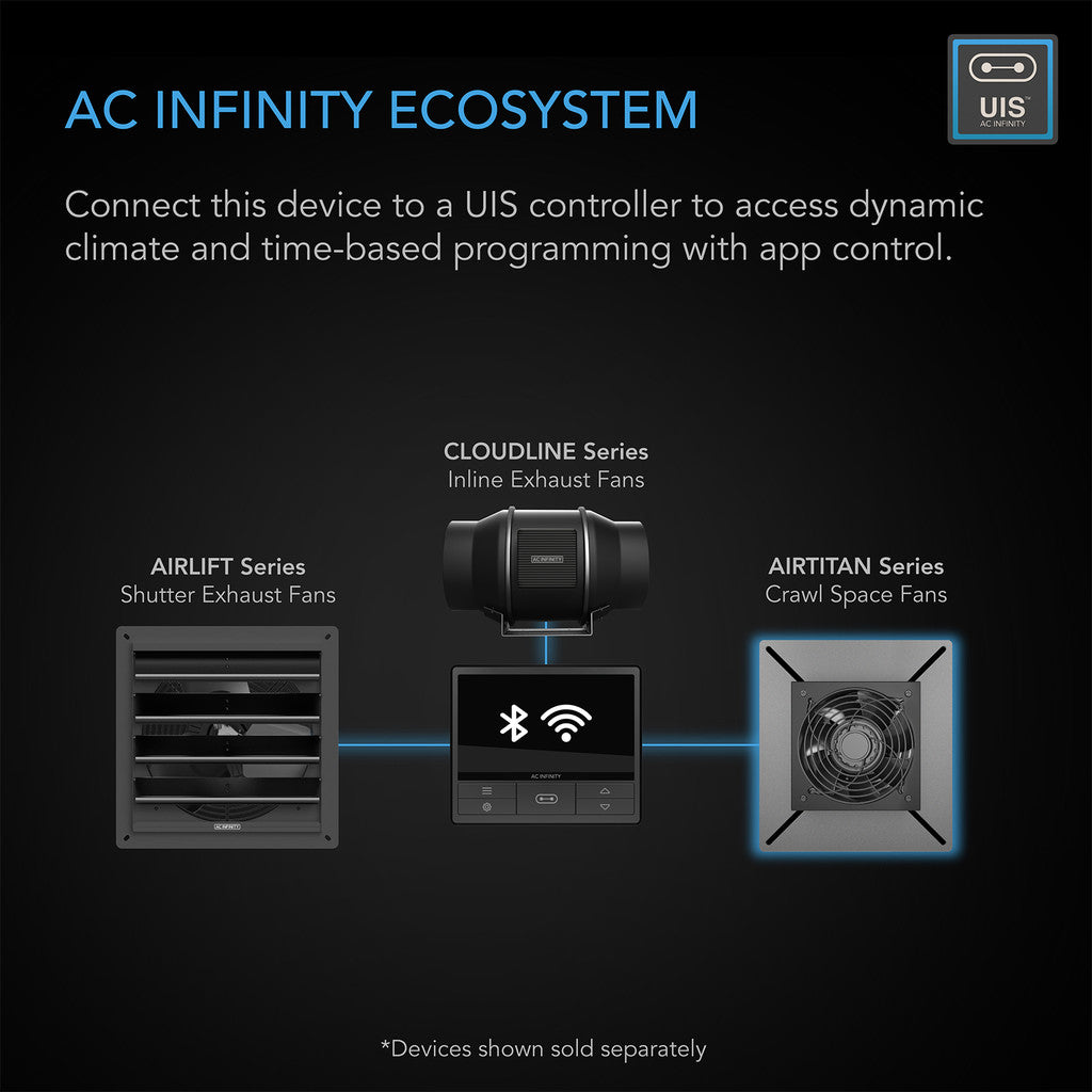 AC Infinity AIRLIFT S10, Shutter Exhaust Ventilation Fan 10", Speed Controller DETAILS