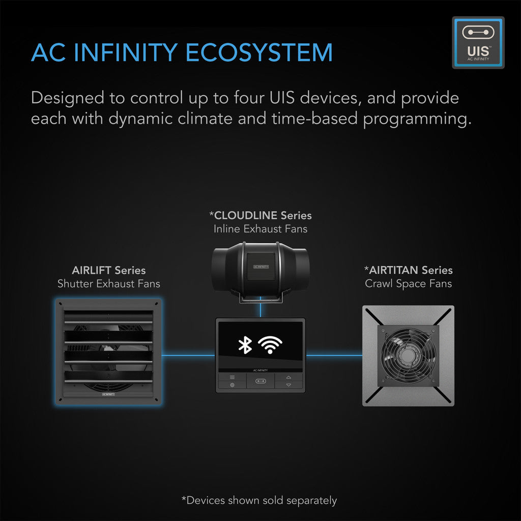 AC Infinity AIRLIFT T10, Shutter Exhaust Ventilation Fan 10, Temperature Humidity Controller DETAILS