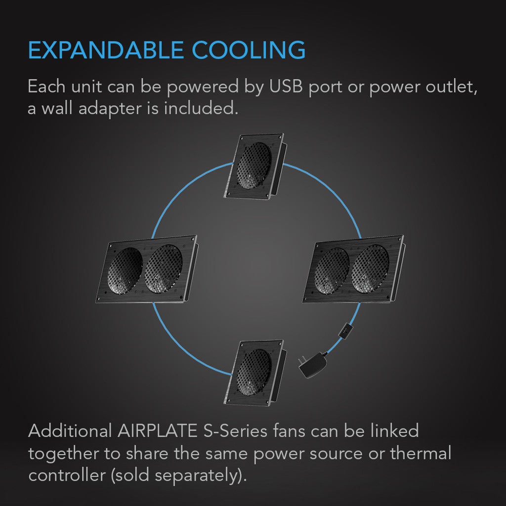 AC Infinity AIRPLATE S9, Home Theater and AV Cabinet Quiet Cooling Fan System, 18 Inch DETAILS