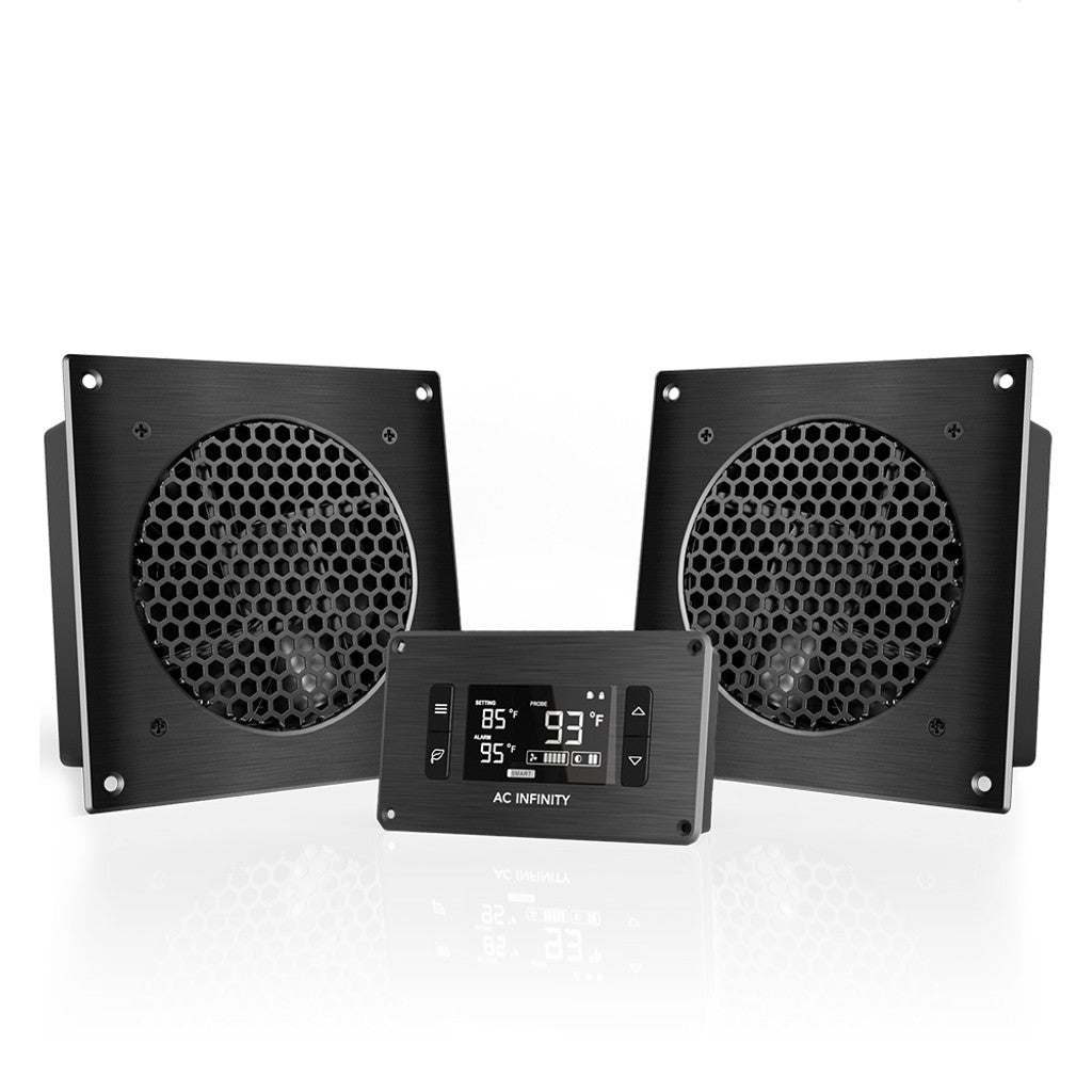 AC Infinity AIRPLATE T8, Home Theater and AV Quiet Cabinet Cooling Dual-Fan System, 6 Inch FRONT VIEW