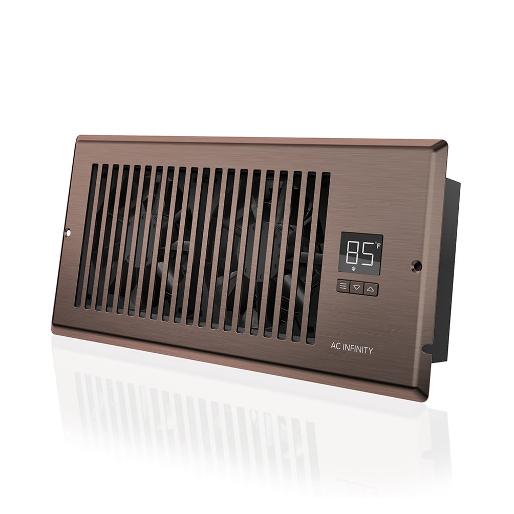 AC Infinity AIRTAP T4, Quiet Register Booster Fan System, Bronze, for 4” x 10” Registers SIDE VIEW