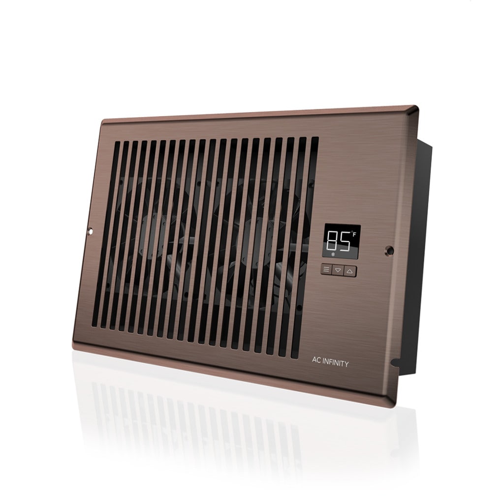 AC Infinity AIRTAP T6, Quiet Register Booster Fan System, Bronze, for 6” x 10” Registers SIDE VIEW