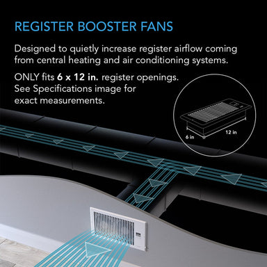 AC Infinity AIRTAP T6, Quiet Register Booster Fan System, Bronze, for 6” x 12” Registers DETAILS