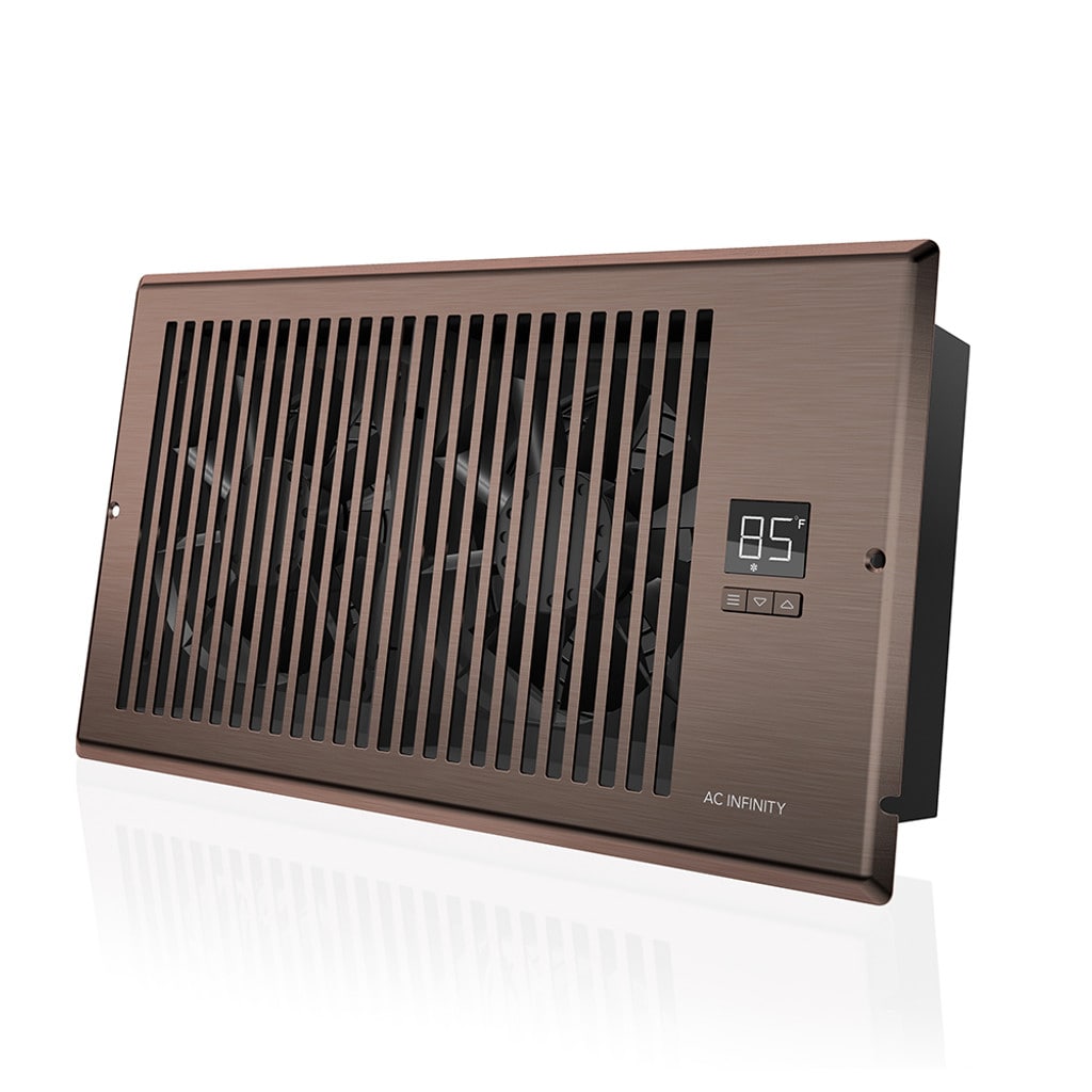 AC Infinity AIRTAP T6, Quiet Register Booster Fan System, Bronze, for 6” x 12” Registers SIDE VIEW