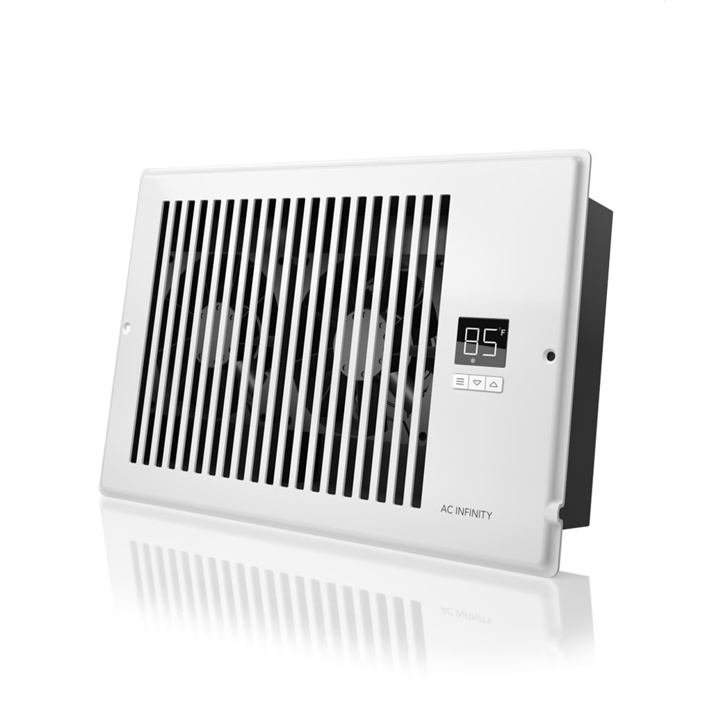 AC Infinity AIRTAP T6, Quiet Register Booster Fan System, White, for 6” x 10” Registers SIDE VIEW