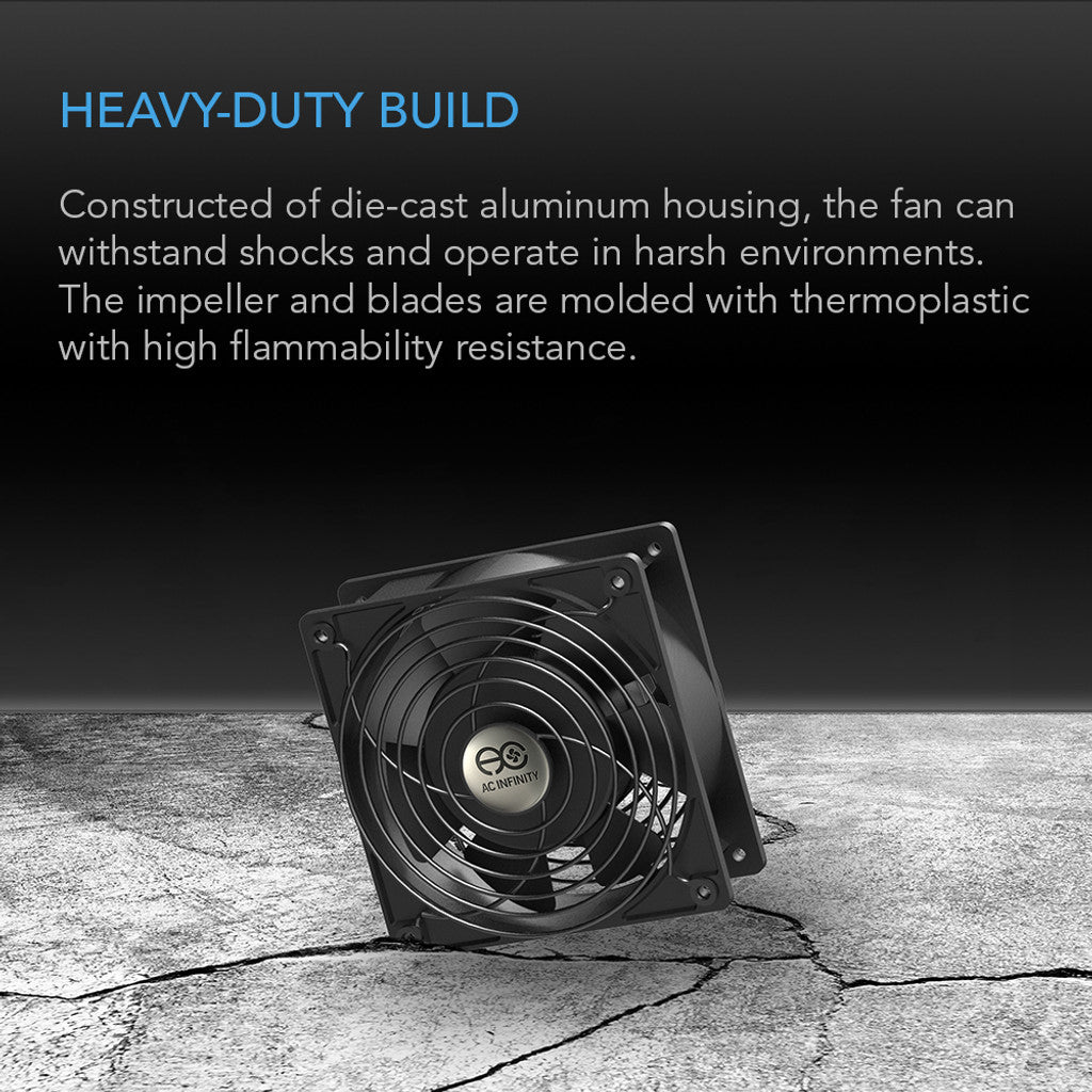 AC Infinity AXIAL 1238W, 120V AC Muffin Fan with Wire-Leads Adapter, 120mm x 38mm High Speed DETAILS