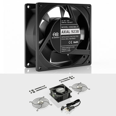 AC Infinity AXIAL 9238, Muffin 120V AC Cooling Fan, 92mm x 92mm x 38mm WITH KIT